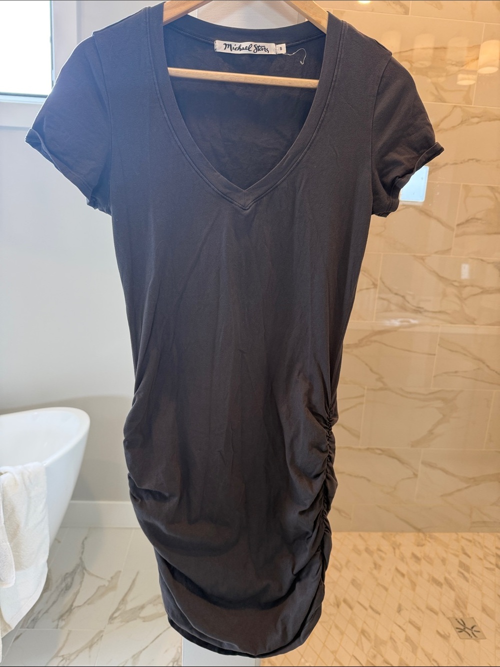 Michael Stars Charcoal V-Neck Short Sleeve Tunic